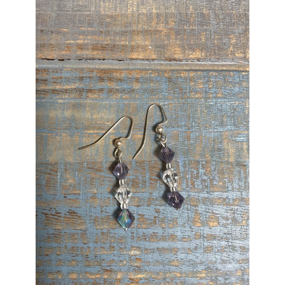 Handmade Crystal Dangle Earrings With Sterling Silver Hooks